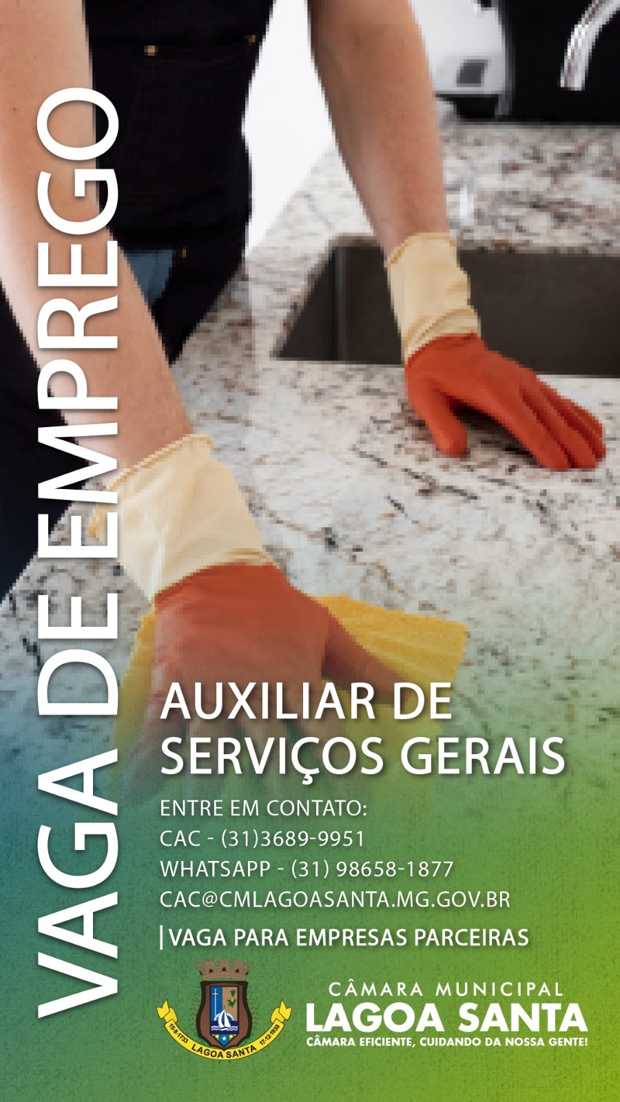 Auxiliar de Serviços Gerais — Lagoa Santa (vaga via Câmara Municipal)
