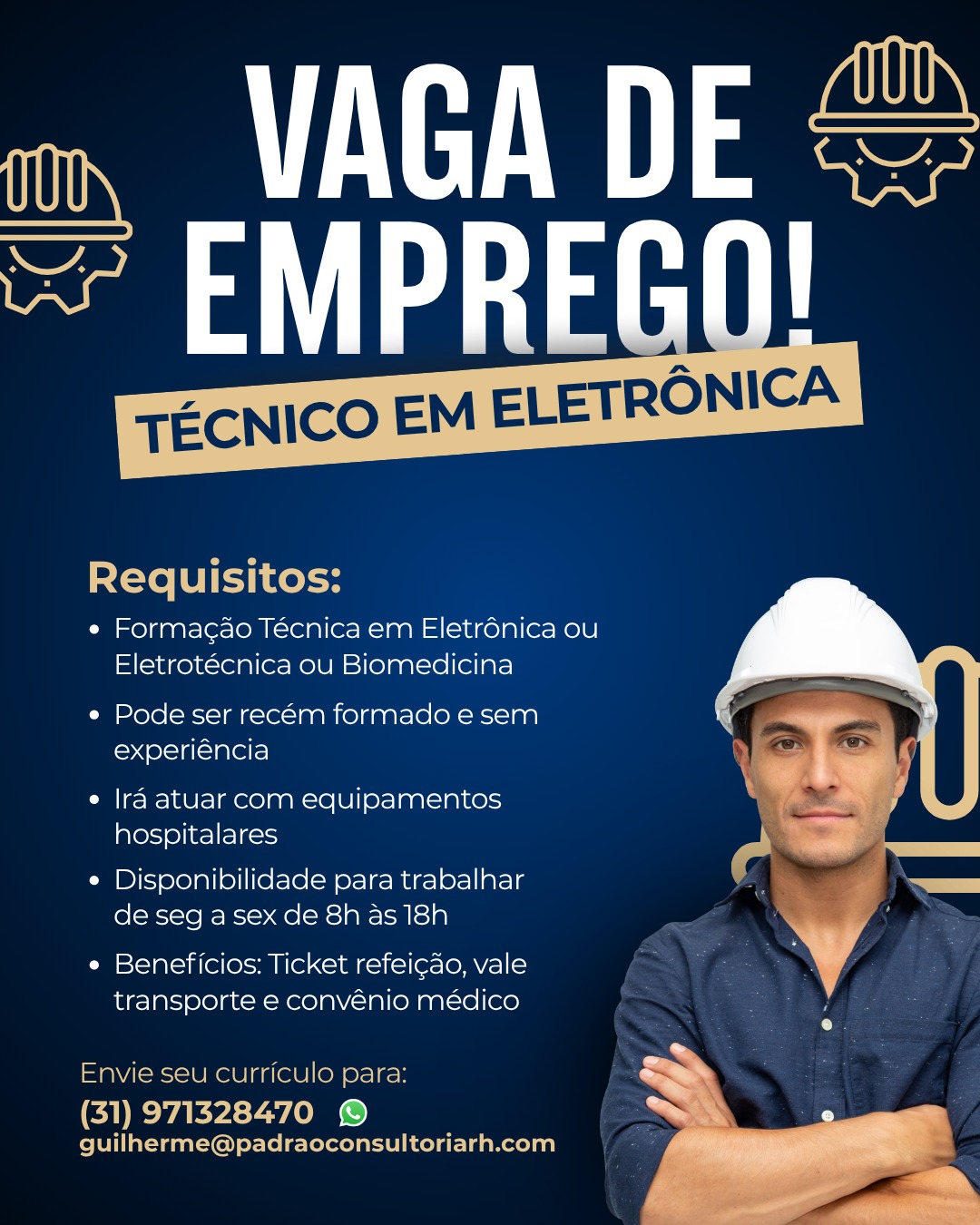 Técnico em Eletrônica — equipamentos hospitalares (aceita recém-formado)