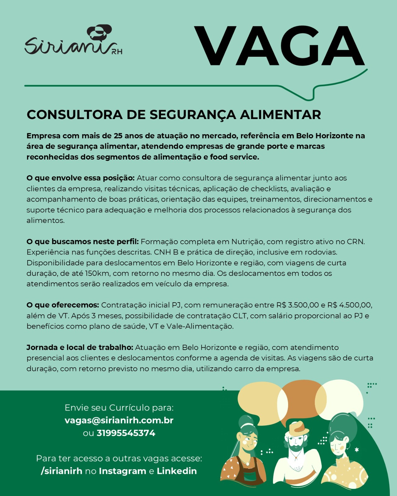 Consultora de Segurança Alimentar (Nutricionista) — BH e região